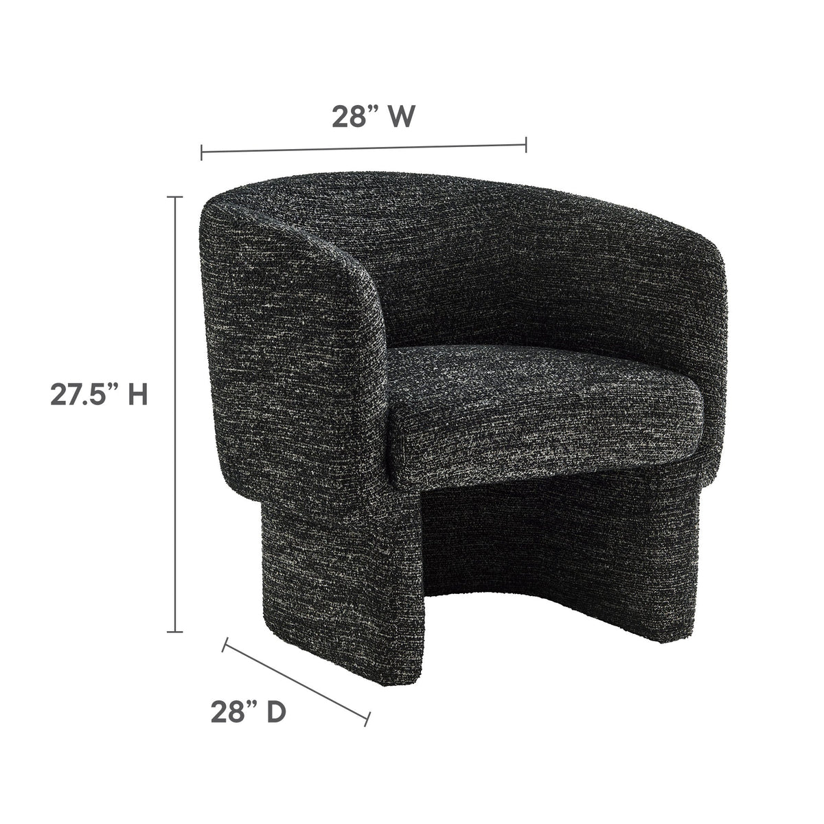 Muse Charcoal Boucle Fabric Barrel Accent Chair - Ornate Home