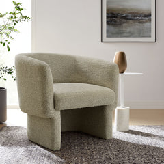 Muse Cork Boucle Fabric Barrel Accent Chair - Ornate Home