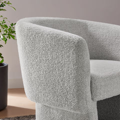 Muse Newsprint Boucle Fabric Barrel Accent Chair - Ornate Home