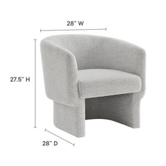 Muse Newsprint Boucle Fabric Barrel Accent Chair - Ornate Home