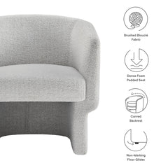 Muse Newsprint Boucle Fabric Barrel Accent Chair - Ornate Home