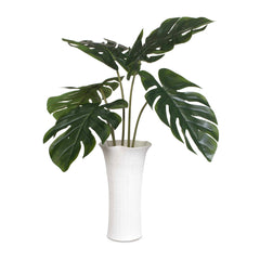 Muse White Monstera Vase Centerpiece - Ornate Home