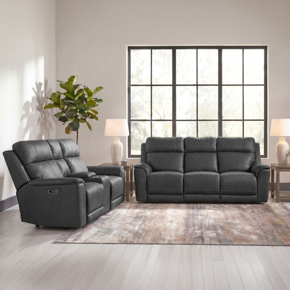 Mustang Aline Anthracite 2-Piece Living Room Set - Ornate Home