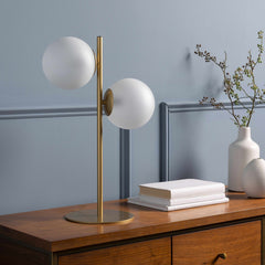 Mustard Modern Table Lamp with glass details for bedside or console tables - Ornate Home