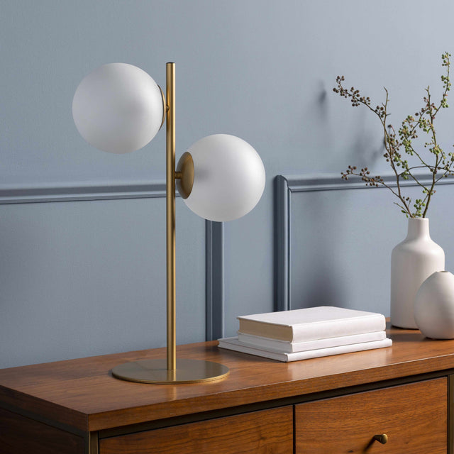 Mustard Modern Table Lamp with glass details for bedside or console tables - Ornate Home