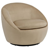 Myernick Camel Velvet Upholstered Swivel Accent Chair - Ornate Home