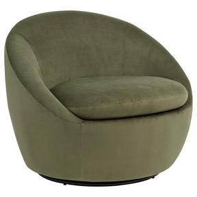 Myernick Olive Velvet Upholstered Swivel Accent Chair - Ornate Home