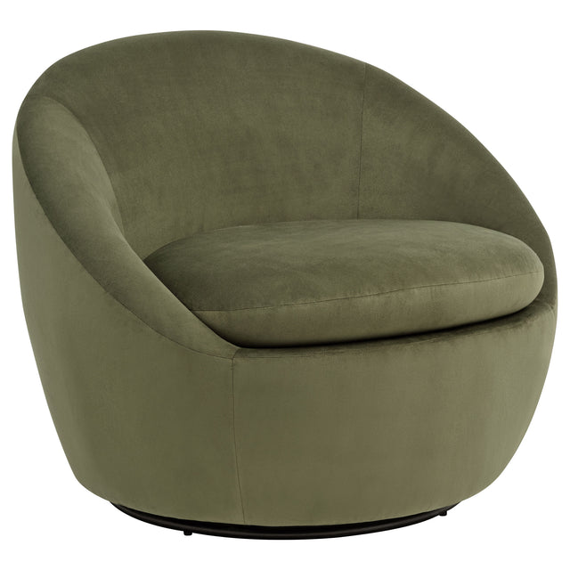 Myernick Olive Velvet Upholstered Swivel Accent Chair - Ornate Home