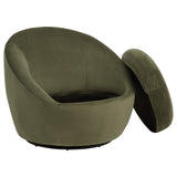 Myernick Olive Velvet Upholstered Swivel Accent Chair - Ornate Home