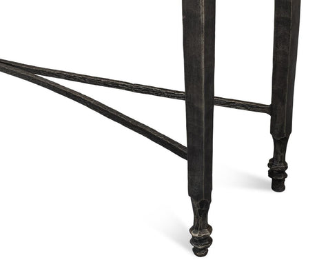 Mykos White Marble/Black Console Table - Ornate Home