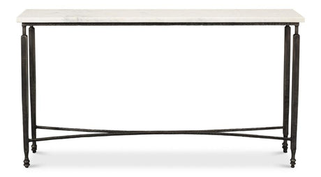 Mykos White Marble/Black Console Table - Ornate Home