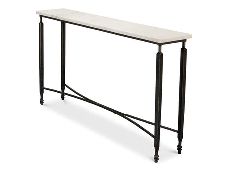 Mykos White Marble/Black Console Table - Ornate Home