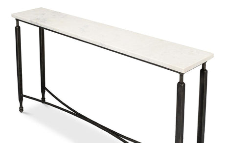 Mykos White Marble/Black Console Table - Ornate Home