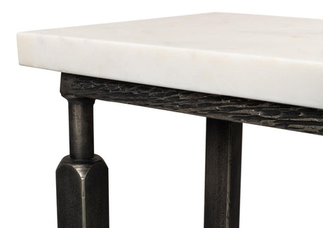 Mykos White Marble/Black Console Table - Ornate Home