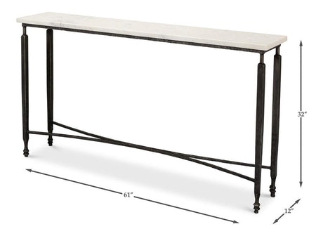 Mykos White Marble/Black Console Table - Ornate Home
