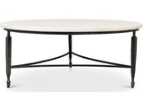 Mykos White Marble/Black Round Coffee Table - Ornate Home