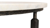 Mykos White Marble/Black Round Coffee Table - Ornate Home