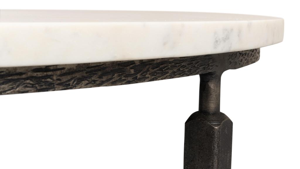 Mykos White Marble/Black Round Coffee Table - Ornate Home
