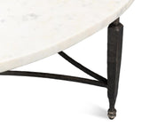 Mykos White Marble/Black Round Coffee Table - Ornate Home