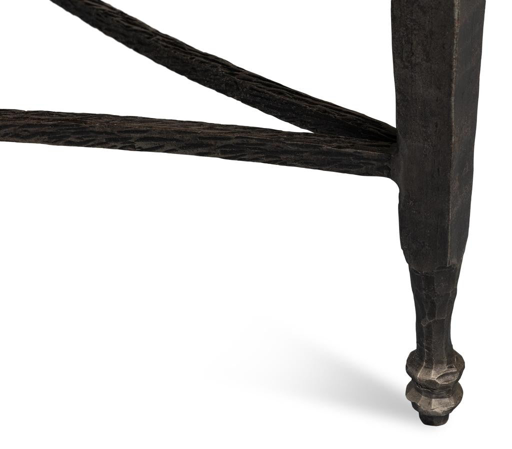 Mykos White Marble/Black Round Coffee Table - Ornate Home