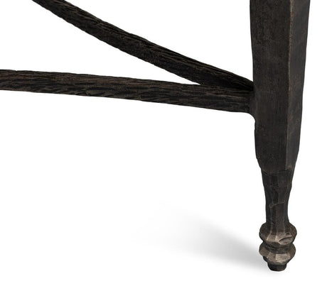 Mykos White Marble/Black Round Coffee Table - Ornate Home