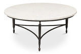 Mykos White Marble/Black Round Coffee Table - Ornate Home