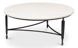 Mykos White Marble/Black Round Coffee Table - Ornate Home