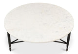 Mykos White Marble/Black Round Coffee Table - Ornate Home