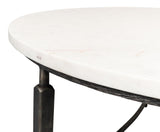 Mykos White Marble/Black Round Coffee Table - Ornate Home