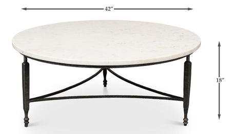 Mykos White Marble/Black Round Coffee Table - Ornate Home