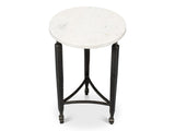 Mykos White Marble/Black Side Table - Ornate Home