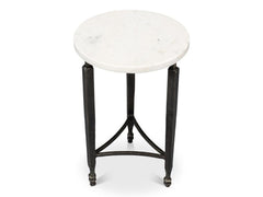 Mykos White Marble/Black Side Table - Ornate Home