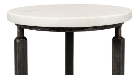 Mykos White Marble/Black Side Table - Ornate Home