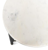 Mykos White Marble/Black Side Table - Ornate Home