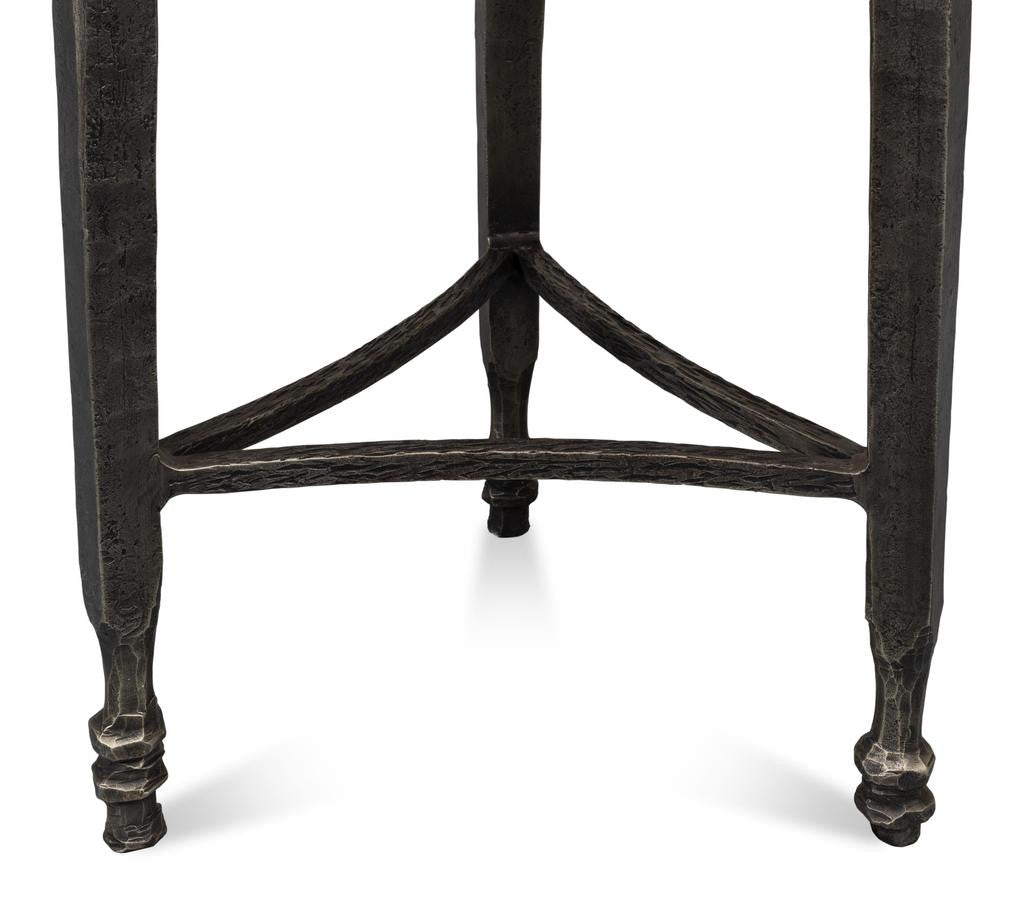 Mykos White Marble/Black Side Table - Ornate Home