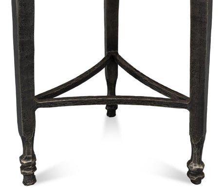 Mykos White Marble/Black Side Table - Ornate Home