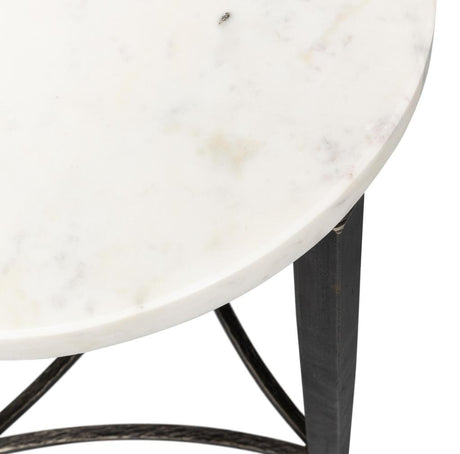 Mykos White Marble/Black Side Table - Ornate Home