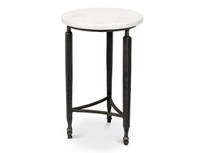 Mykos White Marble/Black Side Table - Ornate Home