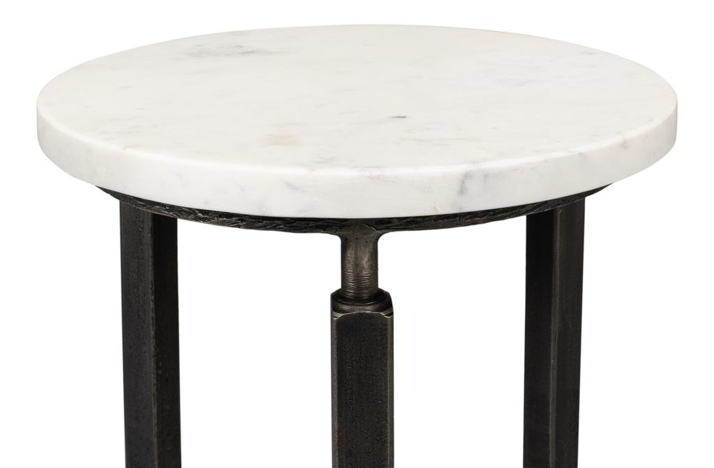 Mykos White Marble/Black Side Table - Ornate Home