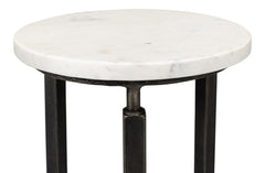 Mykos White Marble/Black Side Table - Ornate Home