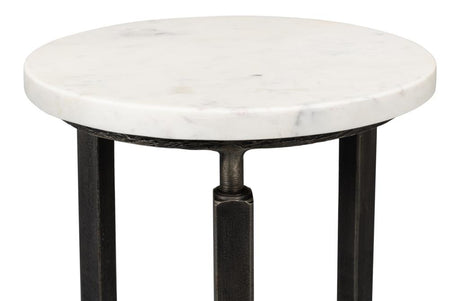 Mykos White Marble/Black Side Table - Ornate Home