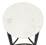 Mykos White Marble/Black Side Table - Ornate Home