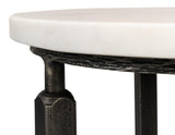Mykos White Marble/Black Side Table - Ornate Home