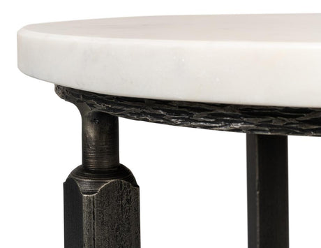 Mykos White Marble/Black Side Table - Ornate Home