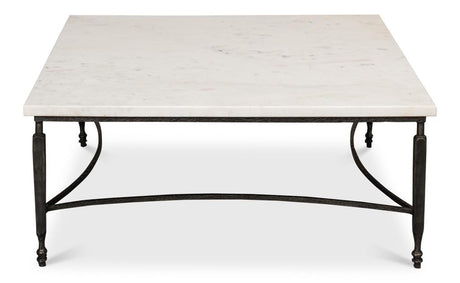 Mykos White Marble/Black Square Coffee Table - Ornate Home