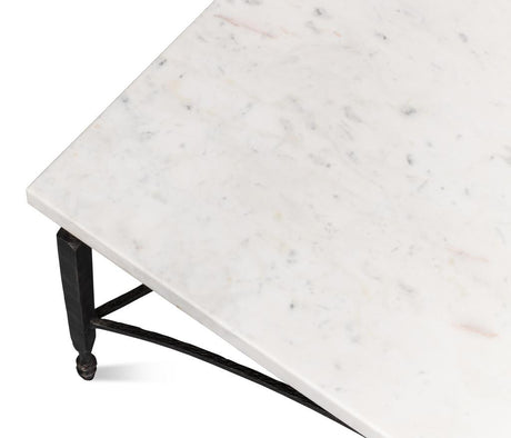 Mykos White Marble/Black Square Coffee Table - Ornate Home