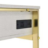 Myles Antique White/Champagne Vanity Set w/USB - Ornate Home