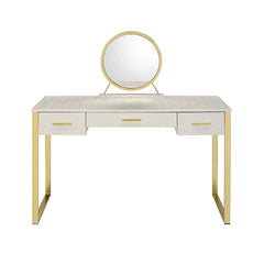 Myles Antique White/Champagne Vanity Set w/USB - Ornate Home