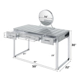 Myles Antique White/Chrome Vanity Set w/USB - Ornate Home