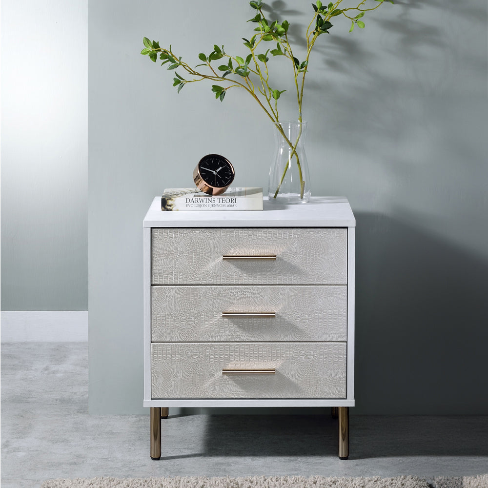 Myles White Nightstand - Ornate Home